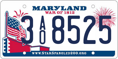 MD license plate 3AO8525