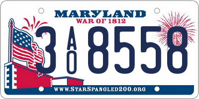 MD license plate 3AO8558