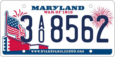 MD license plate 3AO8562