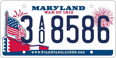 MD license plate 3AO8586