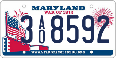 MD license plate 3AO8592