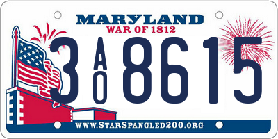 MD license plate 3AO8615