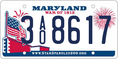 MD license plate 3AO8617