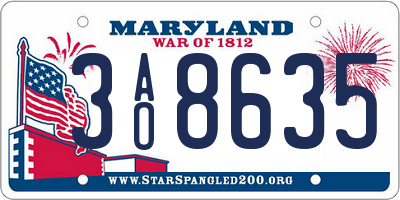 MD license plate 3AO8635