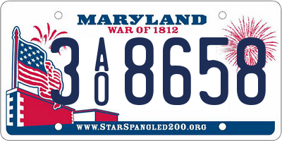 MD license plate 3AO8658