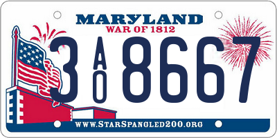 MD license plate 3AO8667