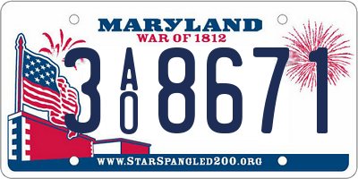 MD license plate 3AO8671