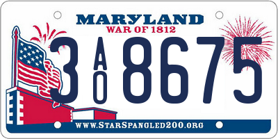 MD license plate 3AO8675