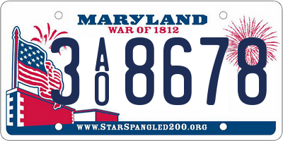 MD license plate 3AO8678