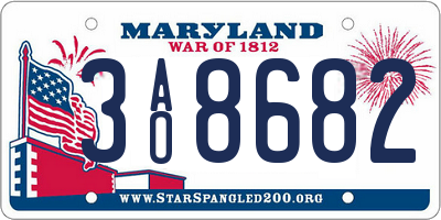 MD license plate 3AO8682