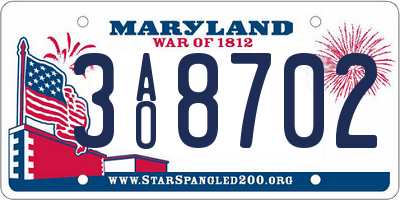 MD license plate 3AO8702