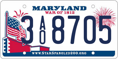 MD license plate 3AO8705