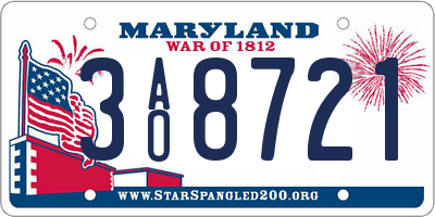 MD license plate 3AO8721