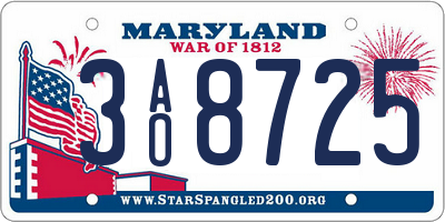 MD license plate 3AO8725