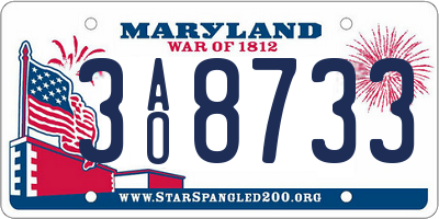 MD license plate 3AO8733