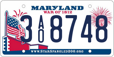 MD license plate 3AO8748