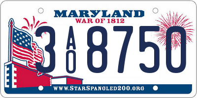 MD license plate 3AO8750