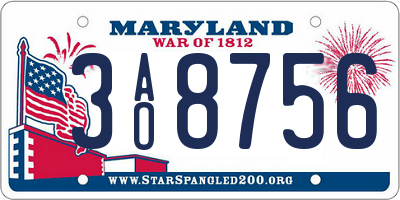 MD license plate 3AO8756
