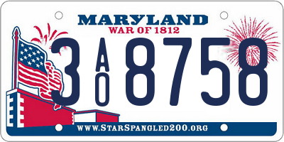 MD license plate 3AO8758