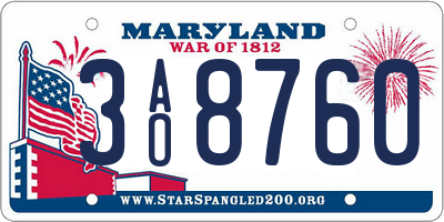 MD license plate 3AO8760