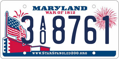 MD license plate 3AO8761