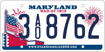 MD license plate 3AO8762