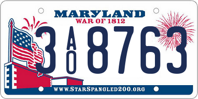 MD license plate 3AO8763