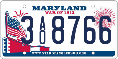 MD license plate 3AO8766