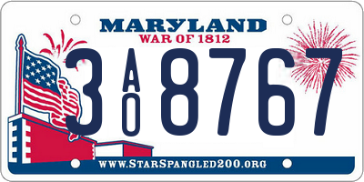 MD license plate 3AO8767