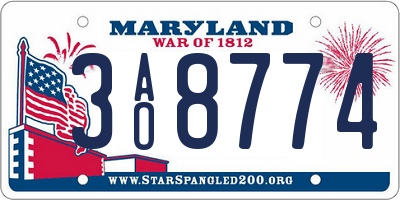 MD license plate 3AO8774