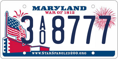 MD license plate 3AO8777