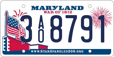 MD license plate 3AO8791