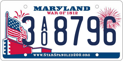 MD license plate 3AO8796