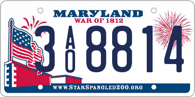 MD license plate 3AO8814