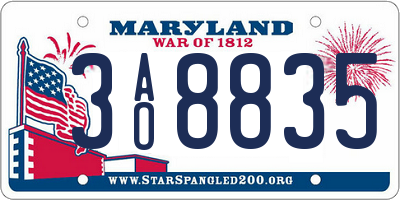 MD license plate 3AO8835