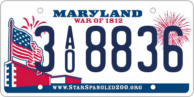 MD license plate 3AO8836
