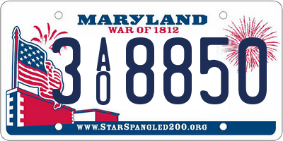 MD license plate 3AO8850