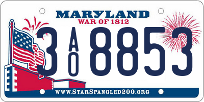 MD license plate 3AO8853