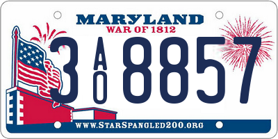 MD license plate 3AO8857