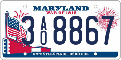 MD license plate 3AO8867