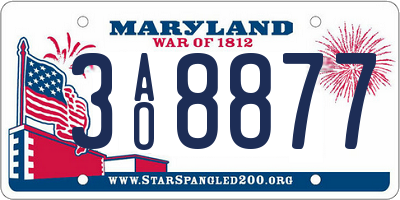 MD license plate 3AO8877