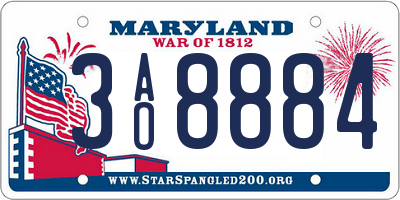 MD license plate 3AO8884