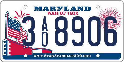 MD license plate 3AO8906