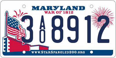 MD license plate 3AO8912
