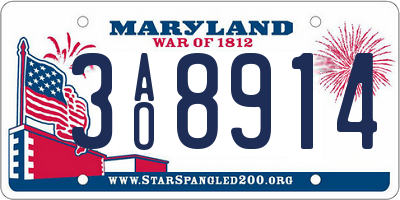 MD license plate 3AO8914