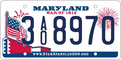 MD license plate 3AO8970