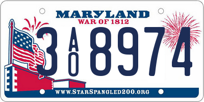 MD license plate 3AO8974