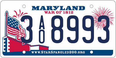 MD license plate 3AO8993