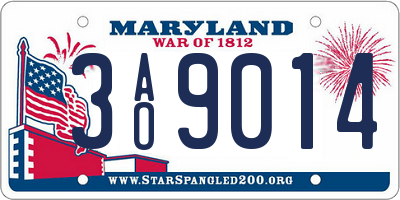 MD license plate 3AO9014