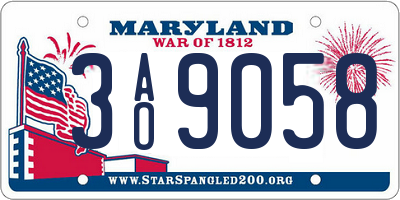 MD license plate 3AO9058